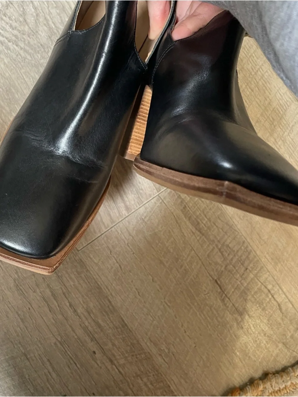 Free People Brady Buckle Black Leather Stacked Block Heel Ankle Booties 41 $140